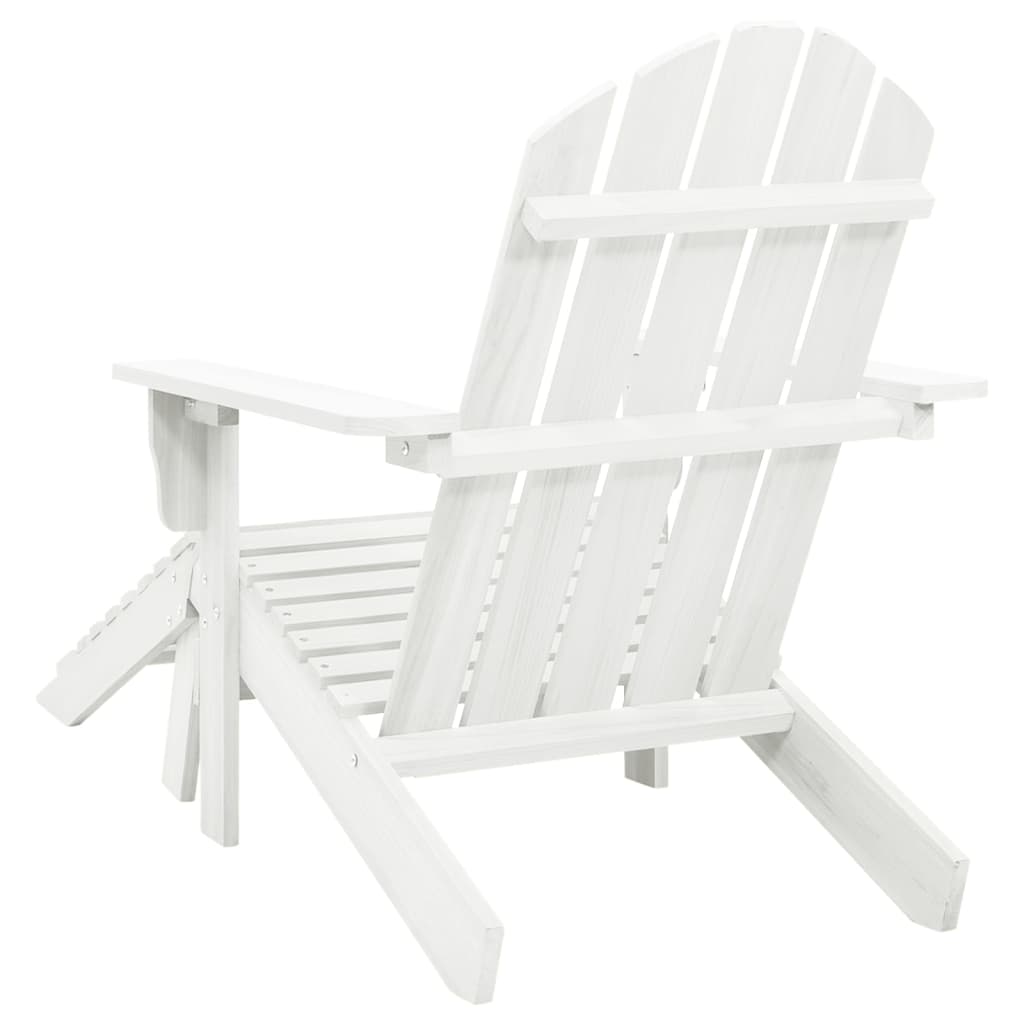 vidaXL Sodo kėdė su atrama kojoms, balta, medinė