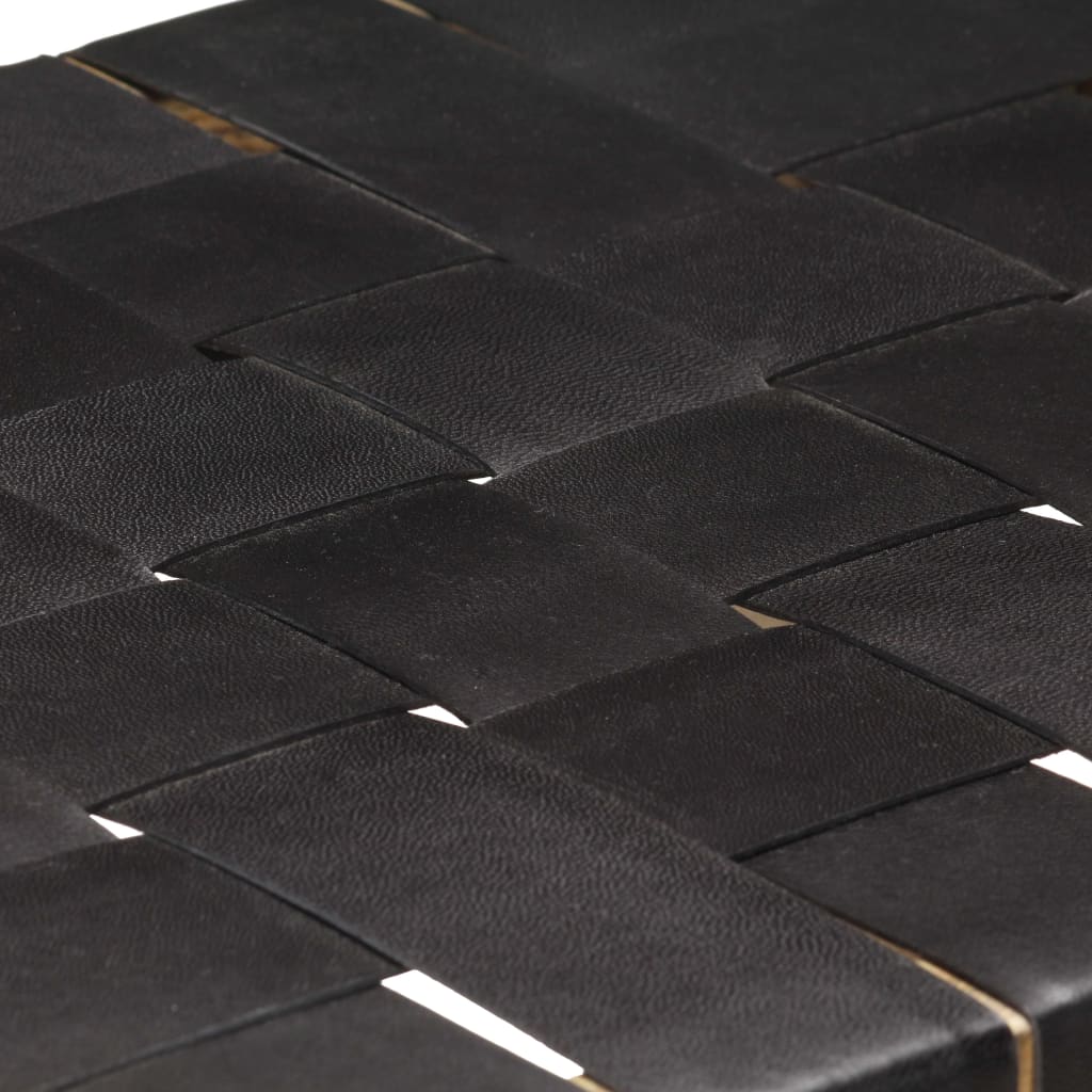 vidaXL Baro taburetės, 2vnt., juodos, 46x36x60cm, tikra oda ir mango
