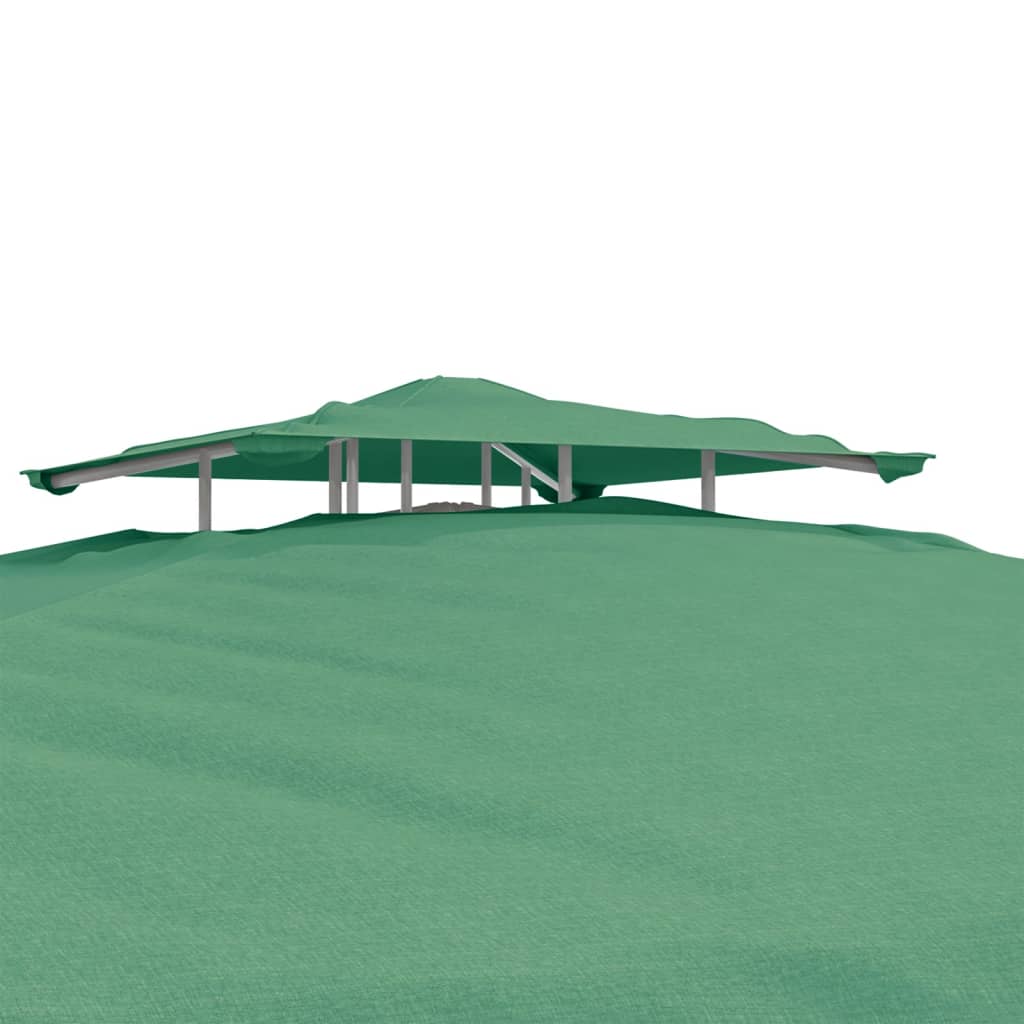 vidaXL Pavėsinė su dvigubu stogu, žalia, 3x3x2,68m, audinys