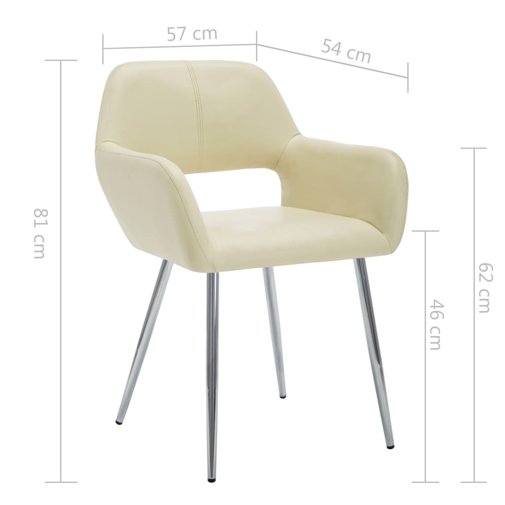 vidaXL Valgomojo kėdės, 4vnt., kreminės spalvos, dirbtinė oda