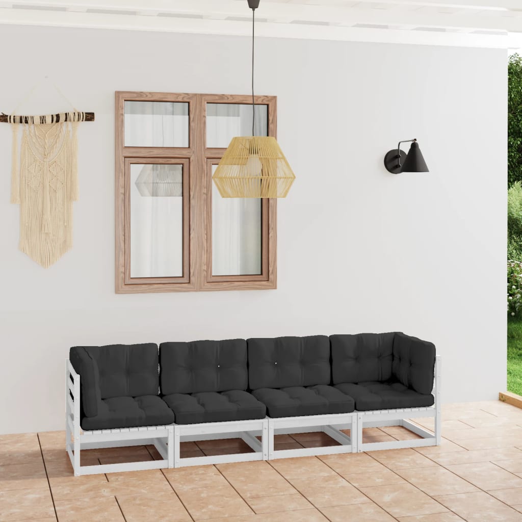 vidaXL Keturvietė sodo sofa su pagalvėlėmis, pušies medienos masyvas