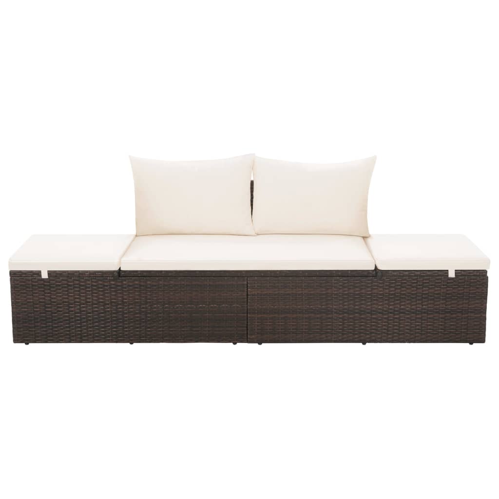 vidaXL Sodo gultas, rudas, 195x60 cm, poliratanas