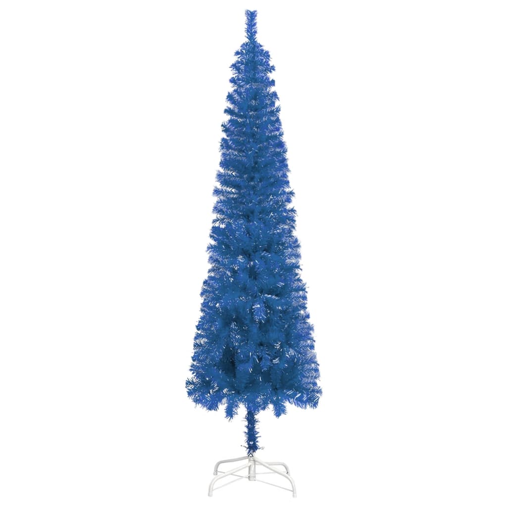 vidaXL Siauria Kalėdų eglutė, mėlynos spalvos, 120cm