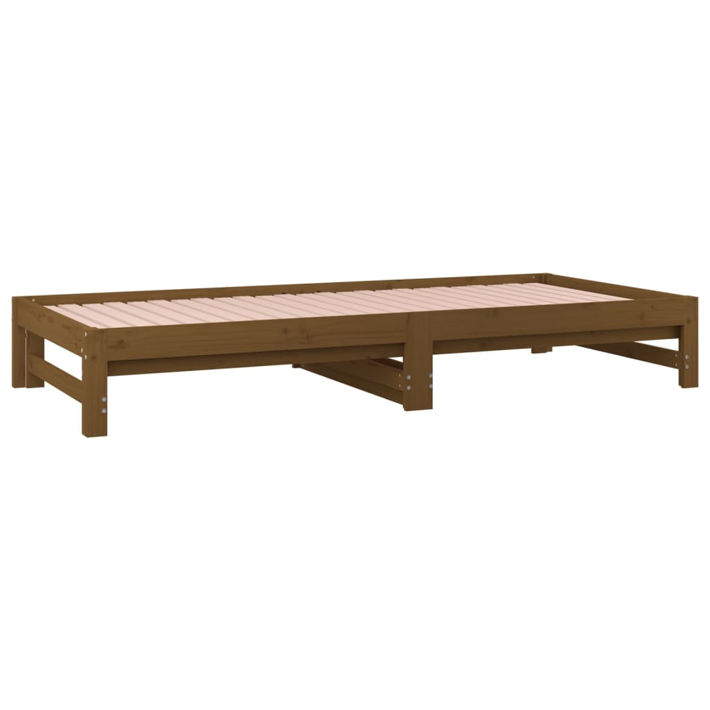 vidaXL Ištraukiama lova, medaus ruda, 2x(90x190)cm, pušies masyvas