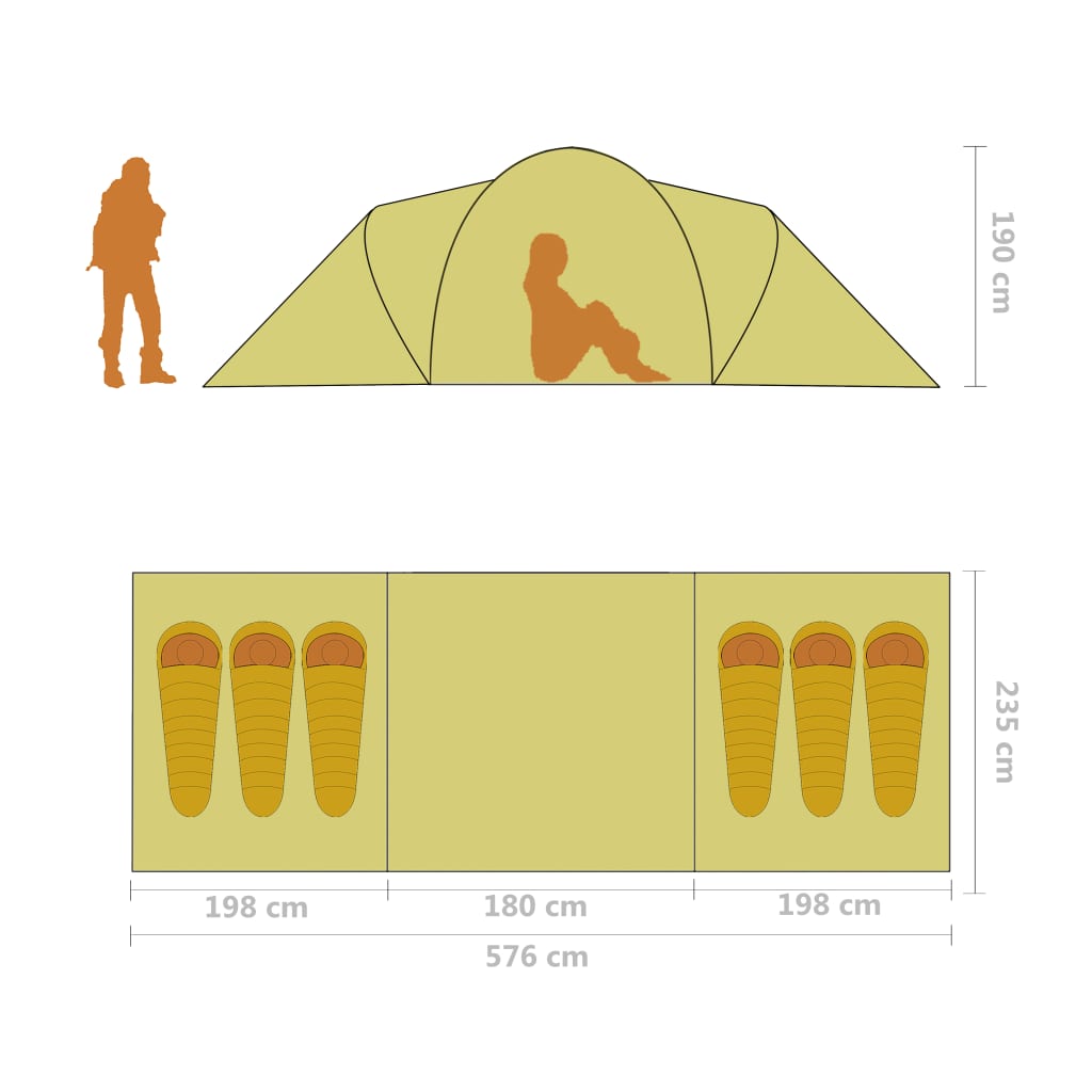 vidaXL Stovyklavimo palapinė, pilkos ir oranžinės spalvos, 6 vietų