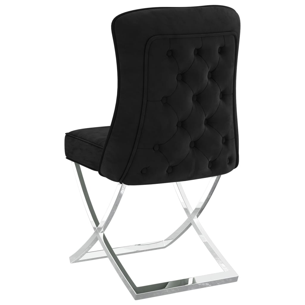vidaXL Valgomojo kėdė, juoda, 53x52x98cm, aksomas ir plienas