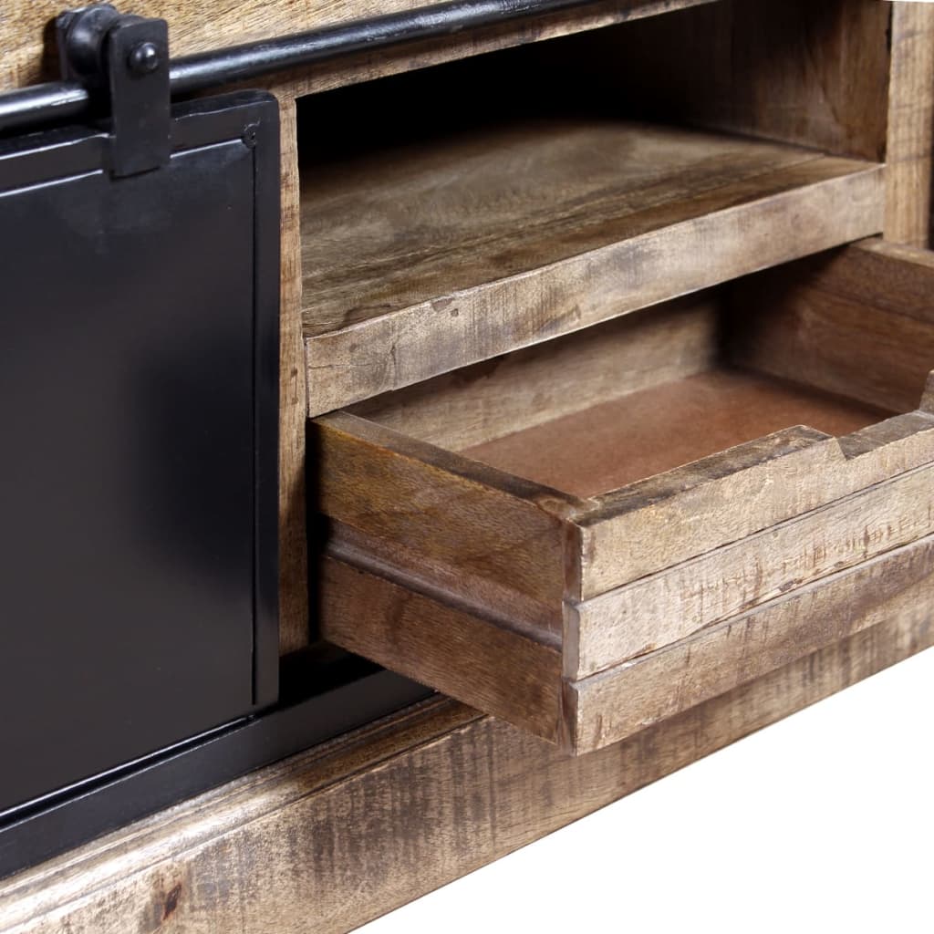 vidaXL TV staliukas su 2 durelėmis, mango mediena, 110x30x45 cm