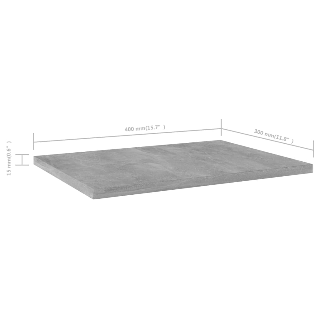 vidaXL Knygų lentynos plokštės, 4vnt., betono pilkos, 40x30x1,5cm, MDP