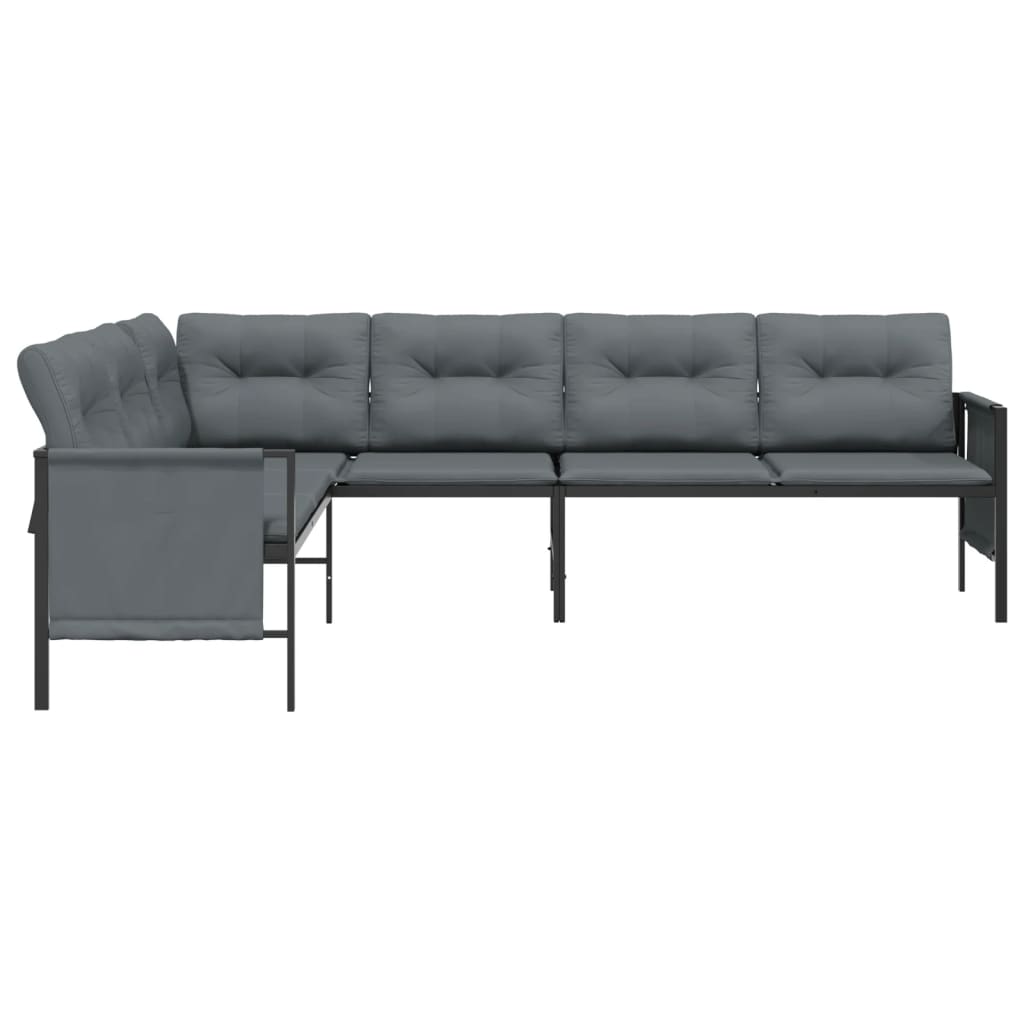 vidaXL Kampinė sodo sofa, antracito spalvos, plienas ir tekstilenas