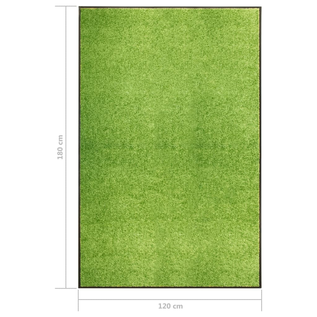 vidaXL Durų kilimėlis, žalios spalvos, 120x180cm, plaunamas