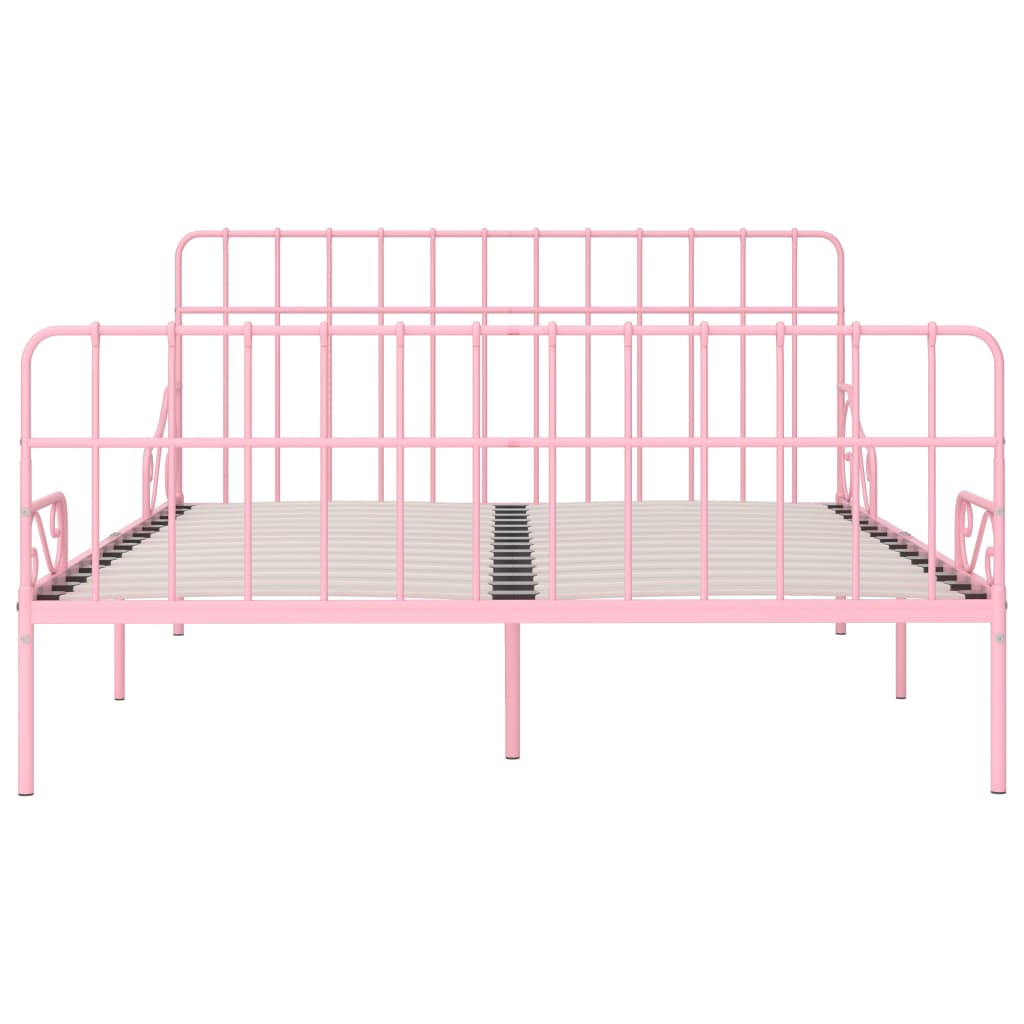 vidaXL Lovos rėmas su grotelių pagrindu, rožinis, 200x200cm, metalas