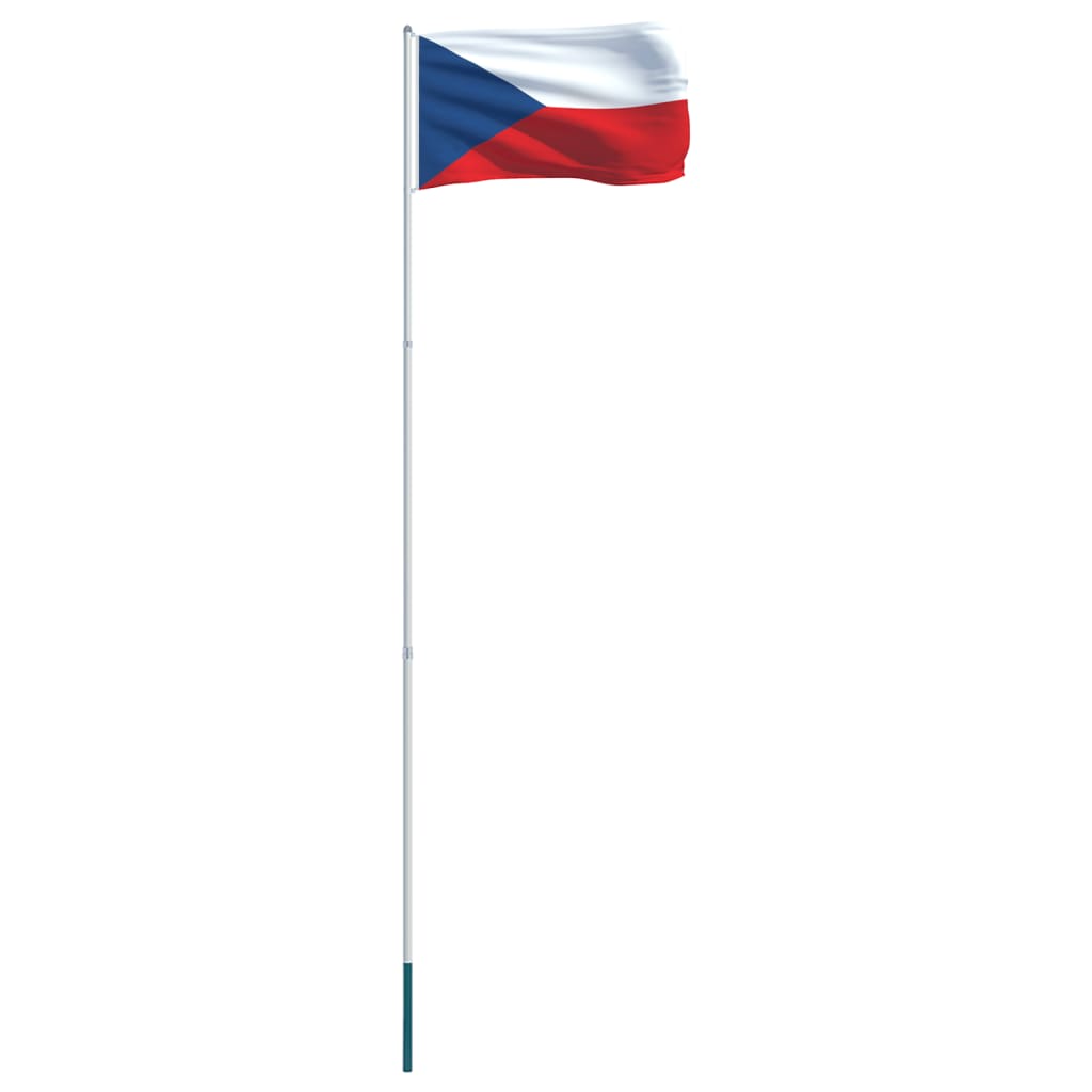 vidaXL Čekijos vėliava su stiebu, aliuminis, 4m