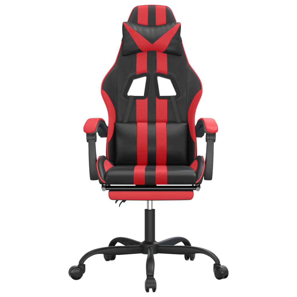 vidaXL Pasukama žaidimų kėdė su pakoja, juoda ir raudona, dirbtinė oda