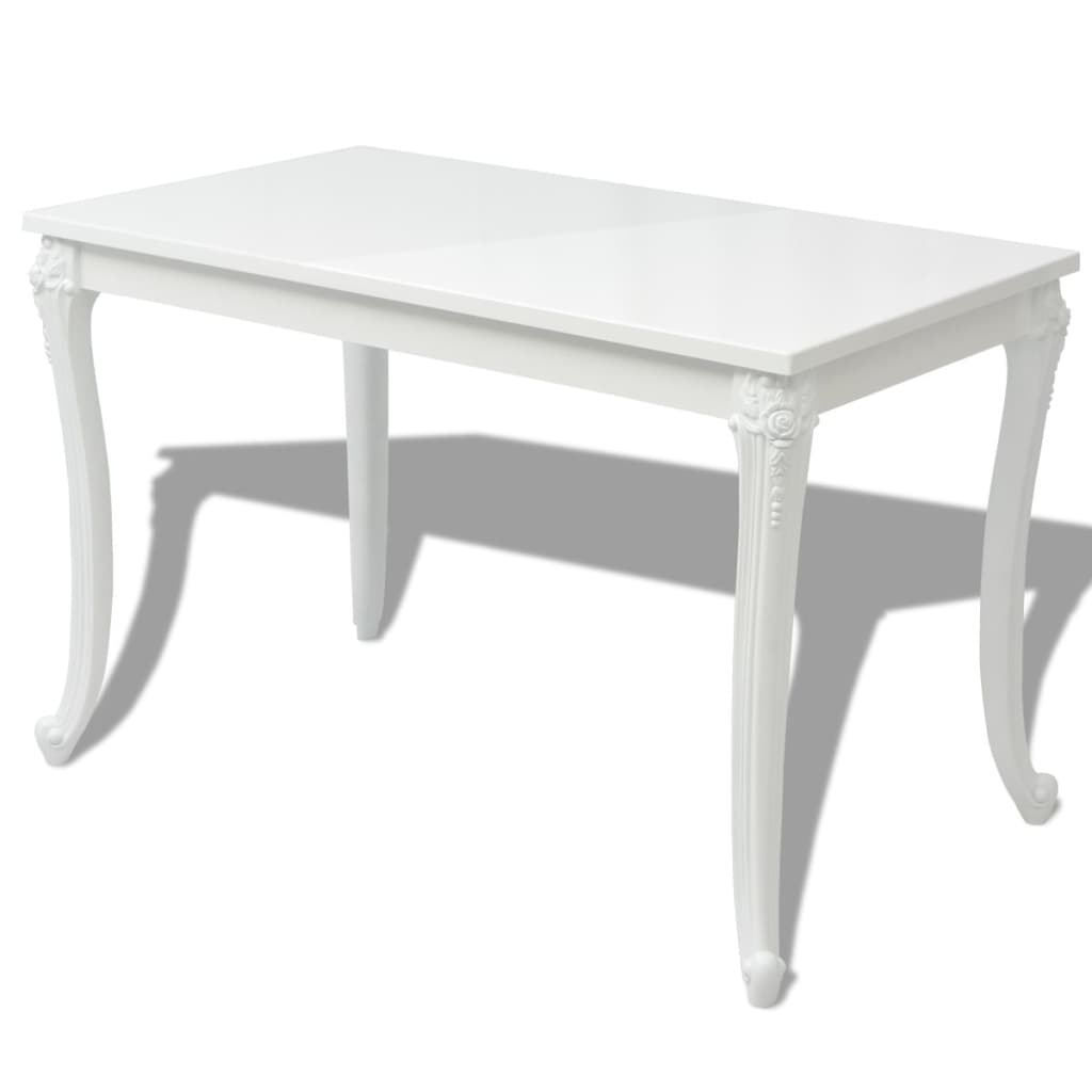 vidaXL Valgomojo stalas, 116x66x76cm, labai blizgus, baltas