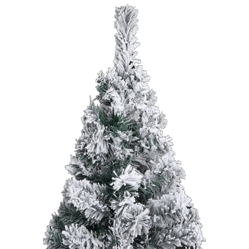 vidaXL Plona apšviesta Kalėdų eglutė su sniegu, žalia, 120cm, PVC