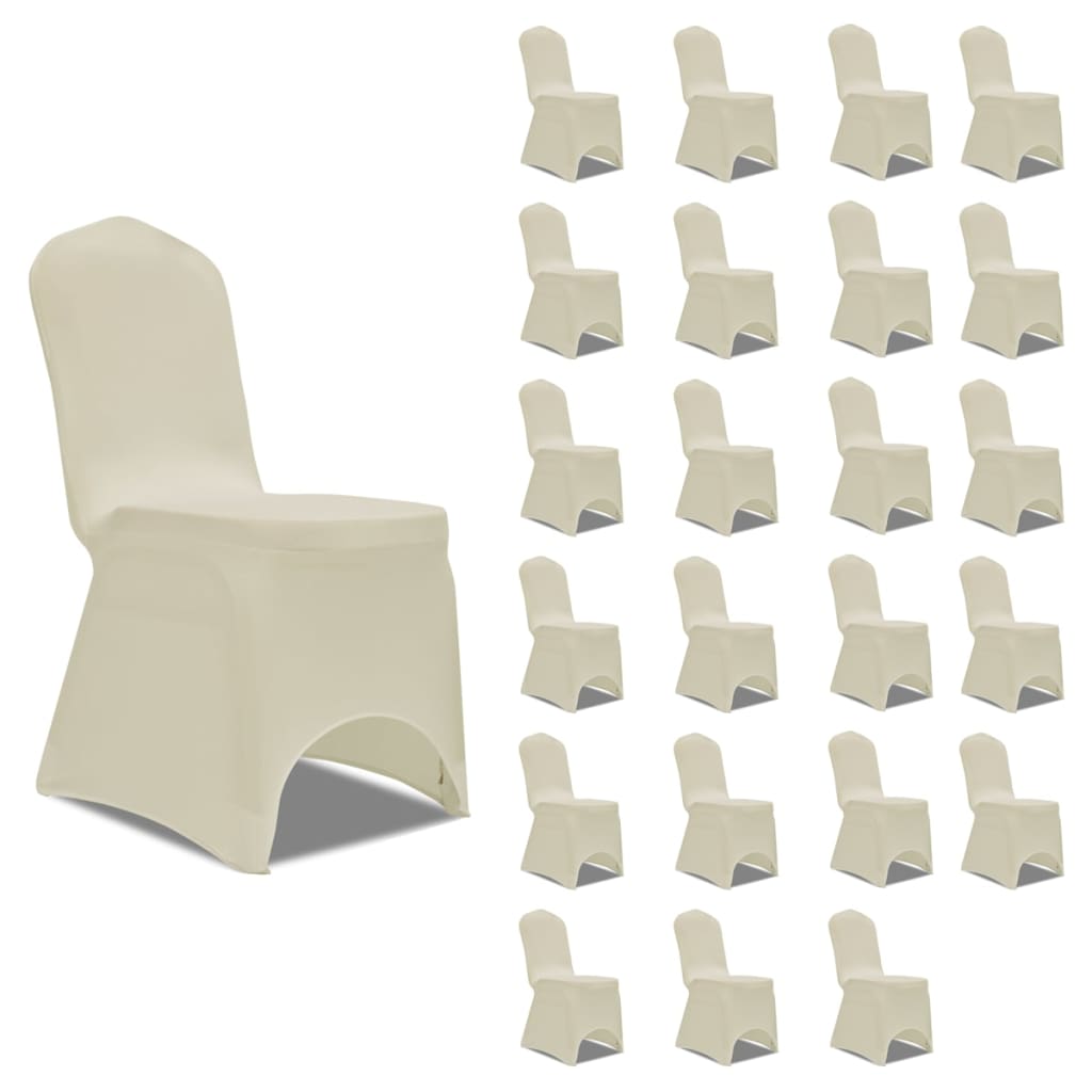 vidaXL Kėdžių užvalkalai, 24vnt., kreminiai, įtempiami (4x241199)