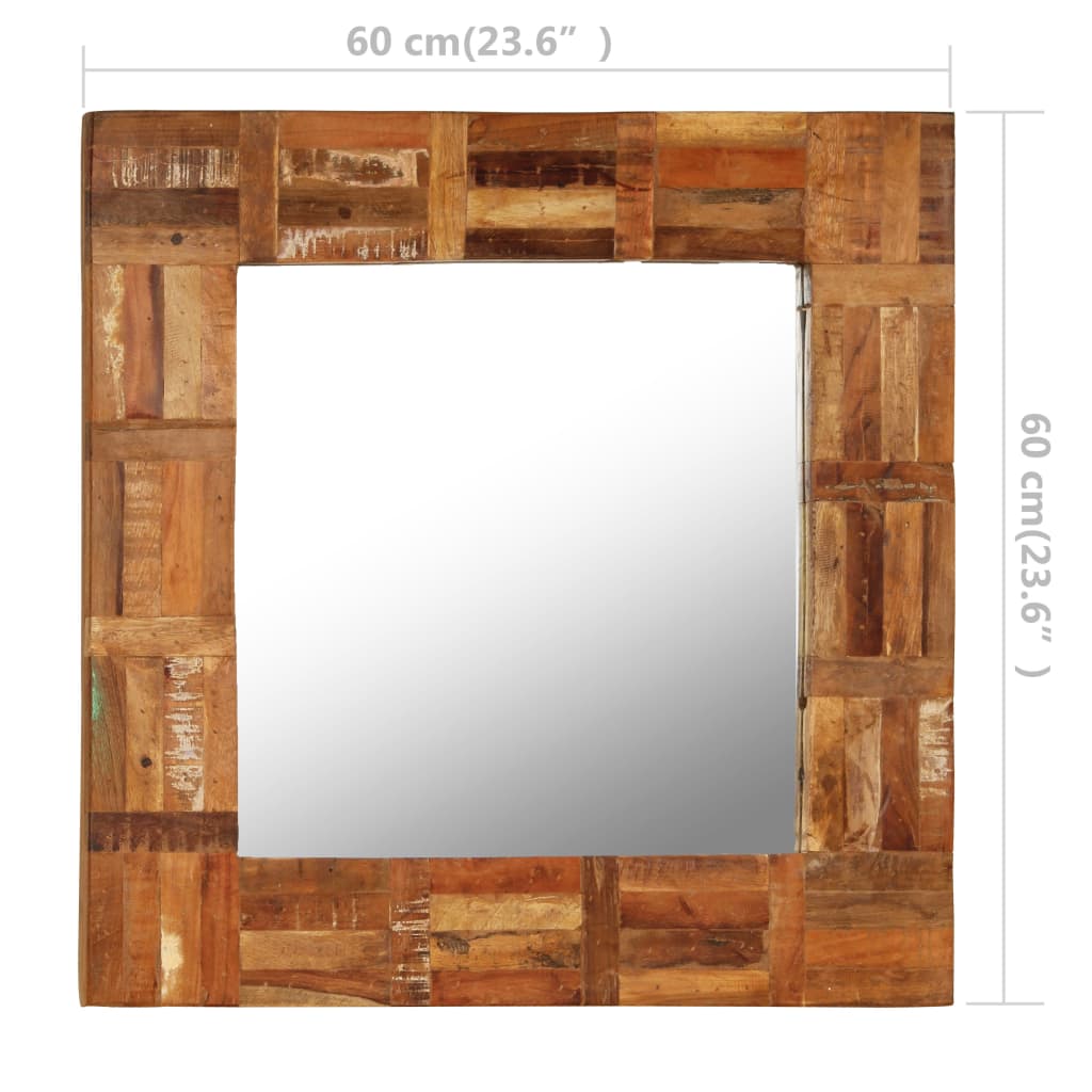 vidaXL Sieninis veidrodis, perdirbtos medienos masyvas, 60x60cm