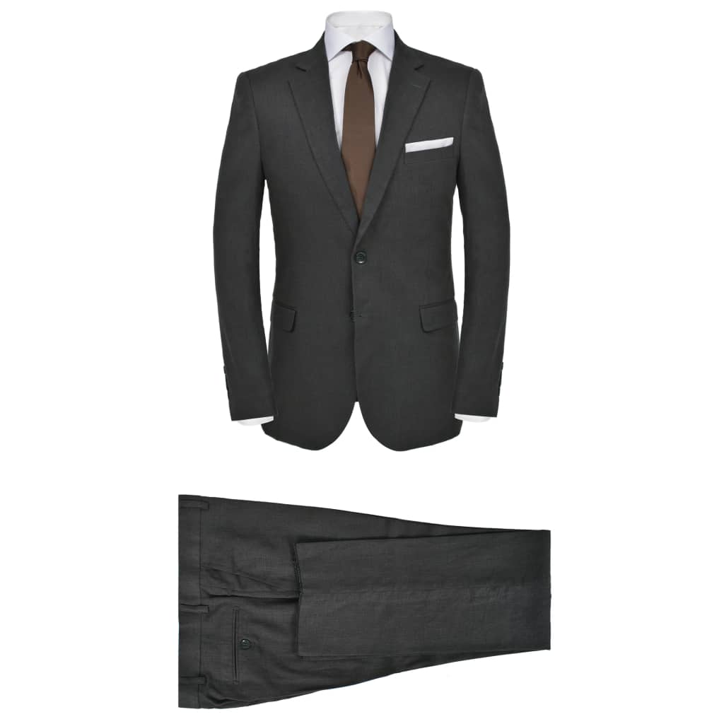 vidaXL Vyriškas 2 d. lininis kostiumas, 52 dydis, tamsiai pilkas