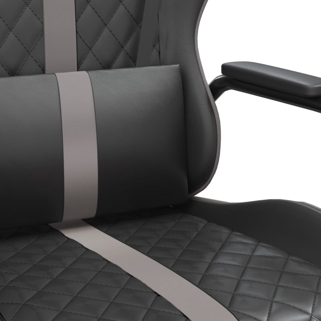 vidaXL Masažinė žaidimų kėdė, pilkos ir juodos spalvos, dirbtinė oda