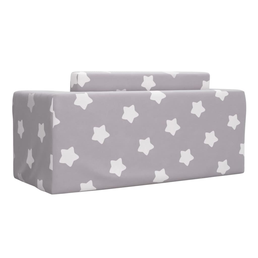 vidaXL Dvivietė vaikiška sofa-lova, pilka, pliušas, su žvaigždėmis