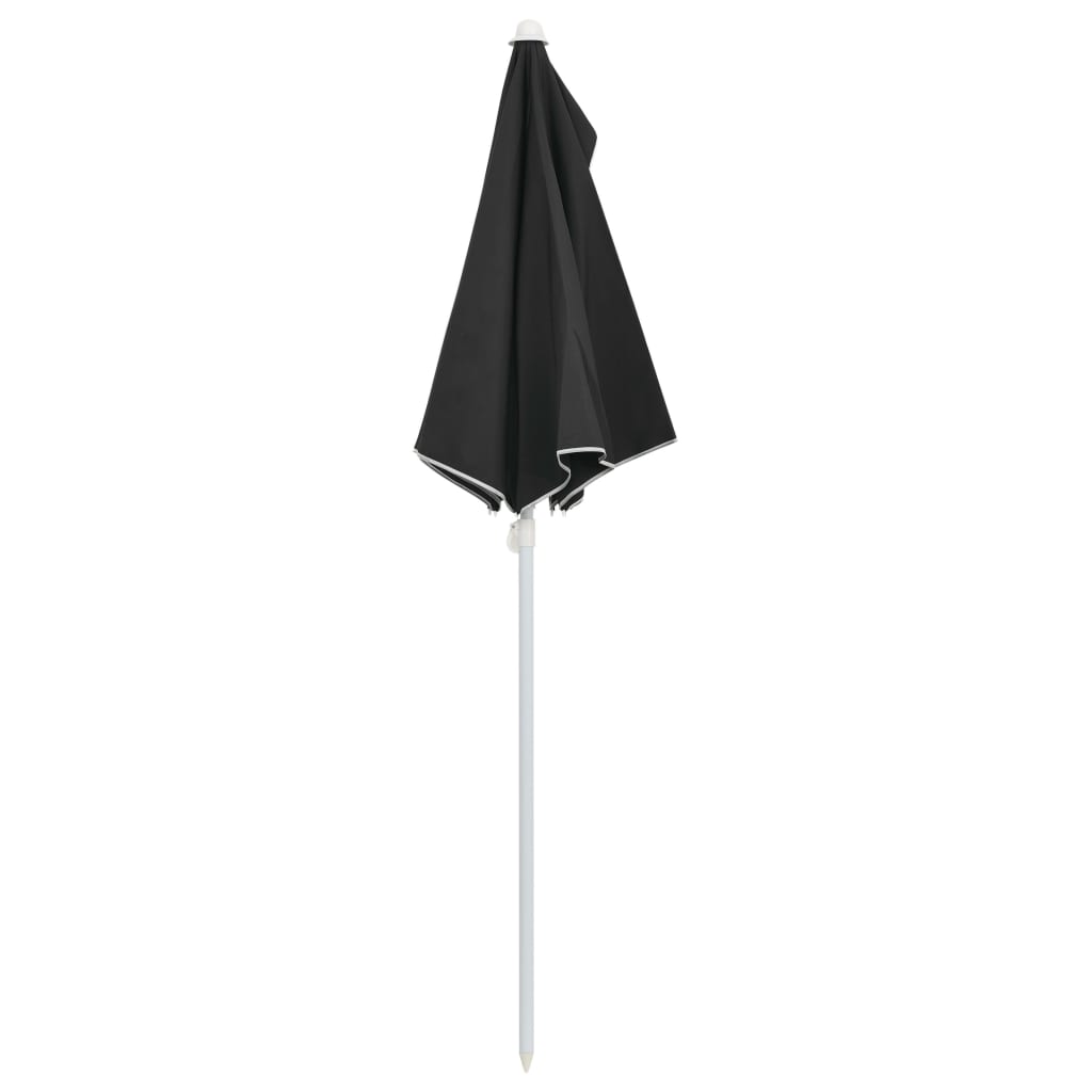 vidaXL Pusapvalis sodo skėtis su stulpu, juodos spalvos, 180x90cm
