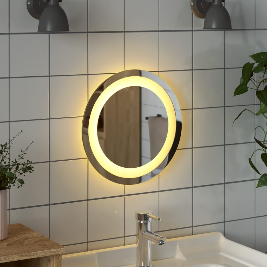 vidaXL Vonios kambario veidrodis su LED, 30cm, apskritas