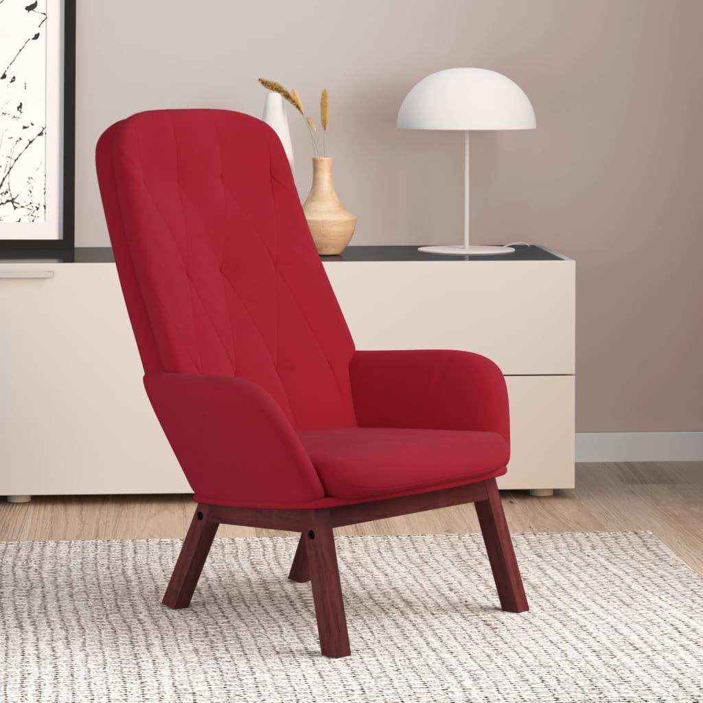 vidaXL Poilsio kėdė, raudonojo vyno spalvos, aksomas