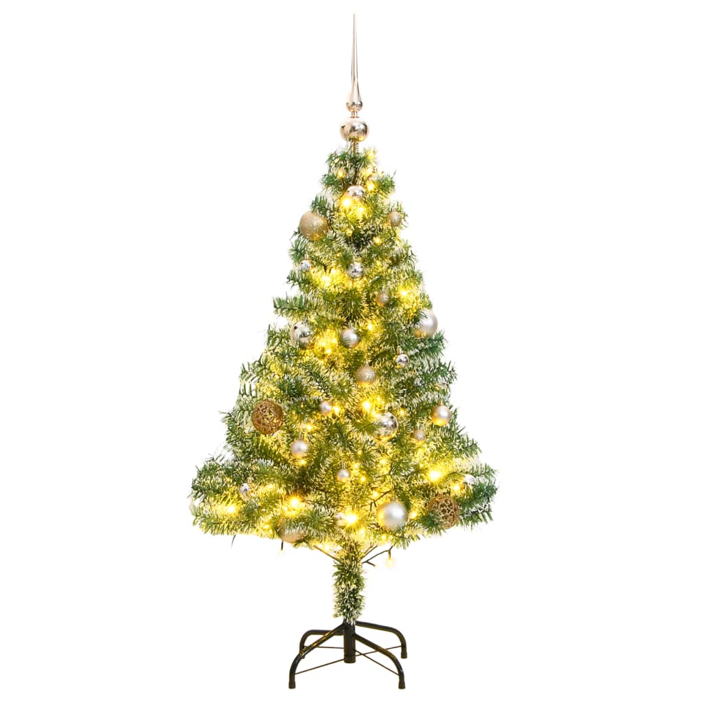 vidaXL Dirbtinė Kalėdų eglutė su 150 LED, žaisliukais ir sniegu, 120cm