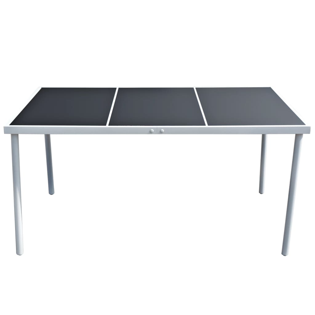vidaXL Sodo stalas, juodas, plienas, 150x90x74cm