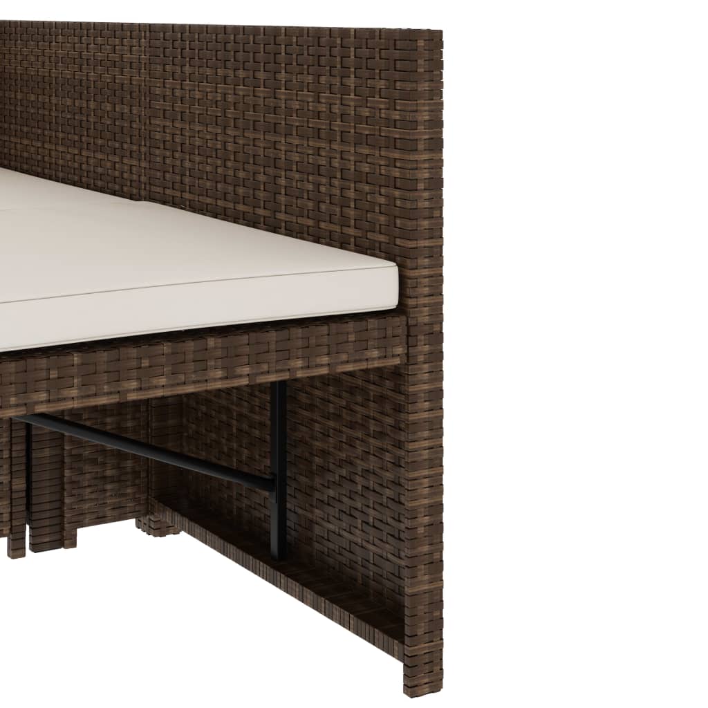 vidaXL Poilsio baldų komplektas su pagalvėmis, 5 dalių, rudas, ratanas