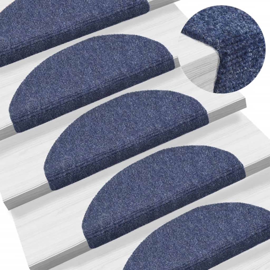 vidaXL Lipnūs laiptų kilimėliai, 10vnt., mėlynos spalvos, 65x21x4cm