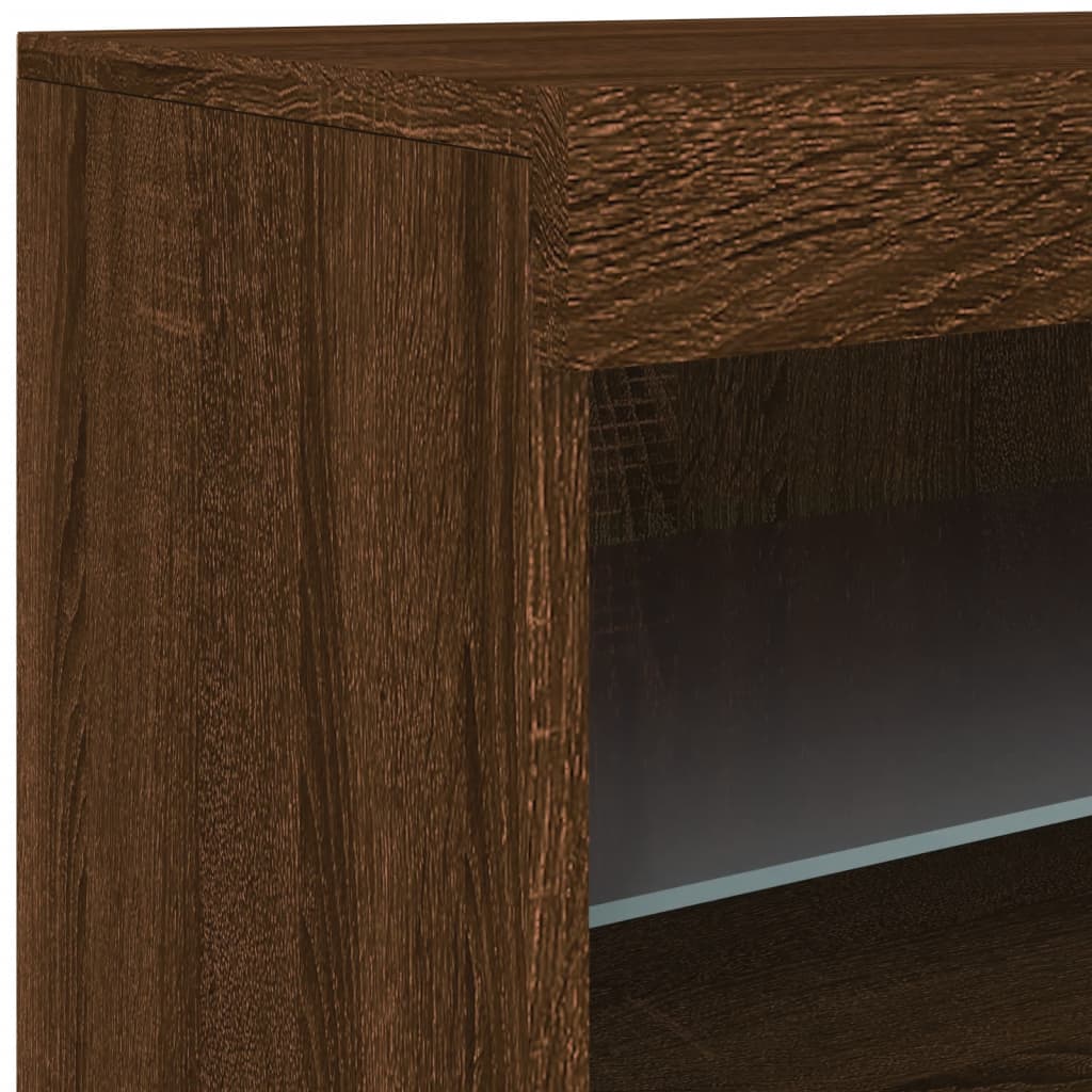 vidaXL Šoninė spintelė su LED lemputėmis, ruda ąžuolo, 60x37x67cm