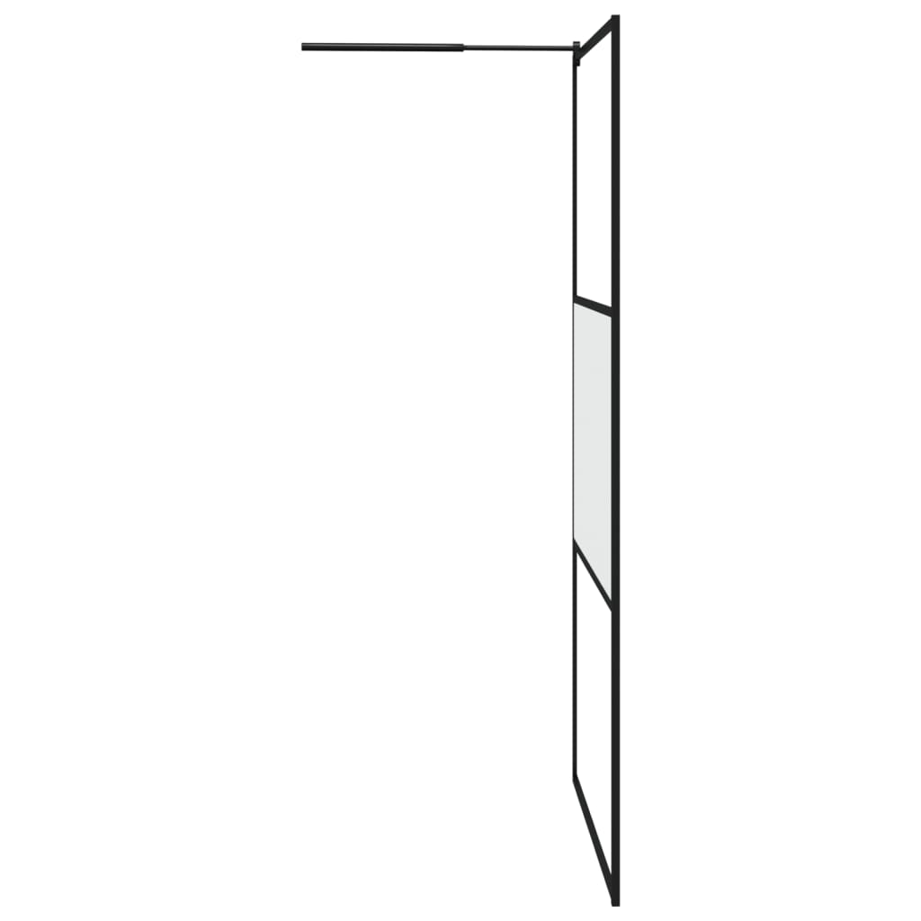 vidaXL Dušo sienelė su lentyna, juoda, 115x195cm, stiklas/aliuminis