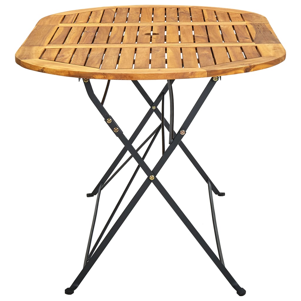 vidaXL Sodo stalas, 160x85x74cm, akacijos masyvas, ovalo forma