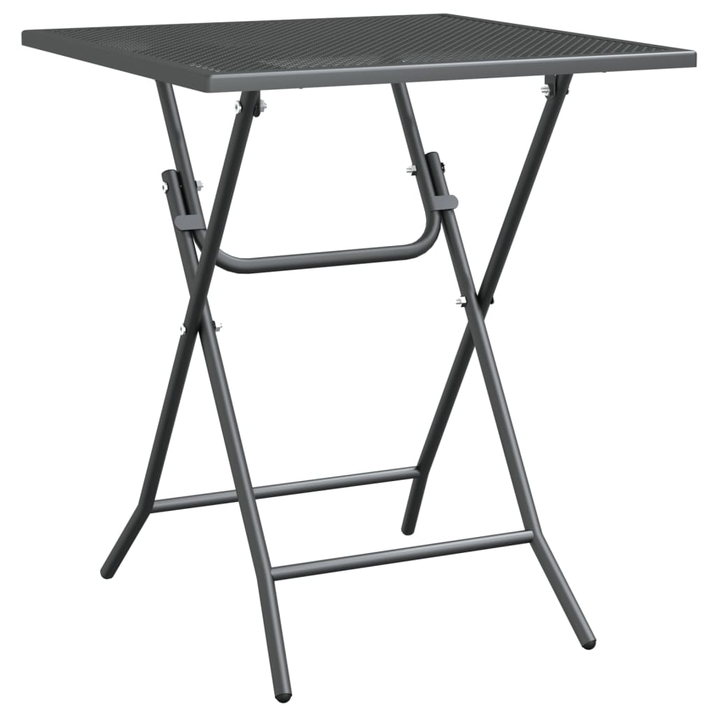 vidaXL Sodo stalas, antracito, 60x60x72cm, plėsto metalo tinklelis