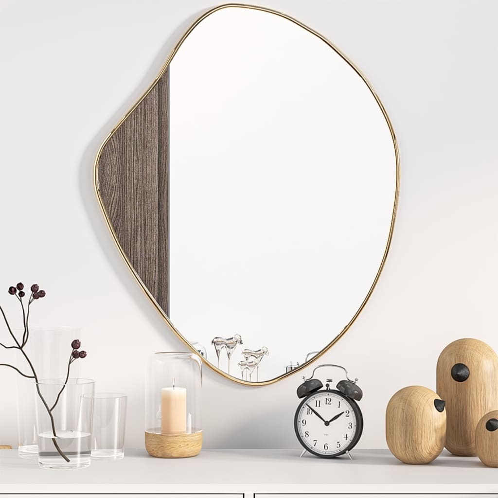 vidaXL Sieninis veidrodis, auksinės spalvos, 60x50cm