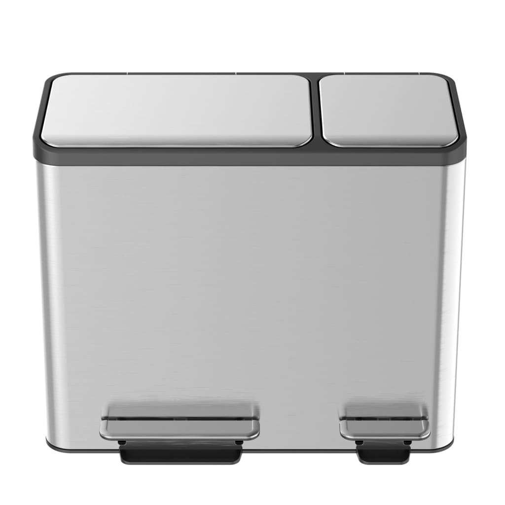 EKO Šiukšliadėžė su pedalu EcoCasa, matinė sidabrinė, 30l+15l