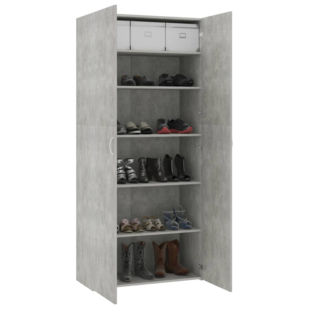 vidaXL Spintelė batams, betono pilkos spalvos, 80x35,5x180 cm, MDP