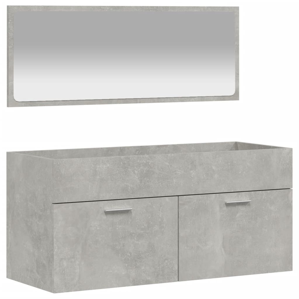 vidaXL Vonios kambario spintelė su veidrodžiu, betono pilka, mediena