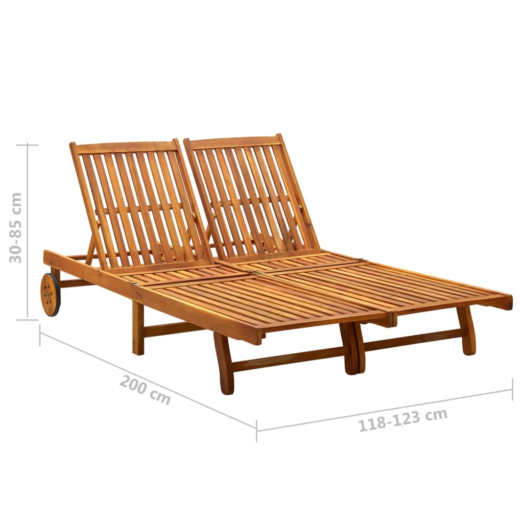 vidaXL Dvivietis sodo saulės gultas su čiužiniu, akacijos medienos masyvas (311873+2x314206)