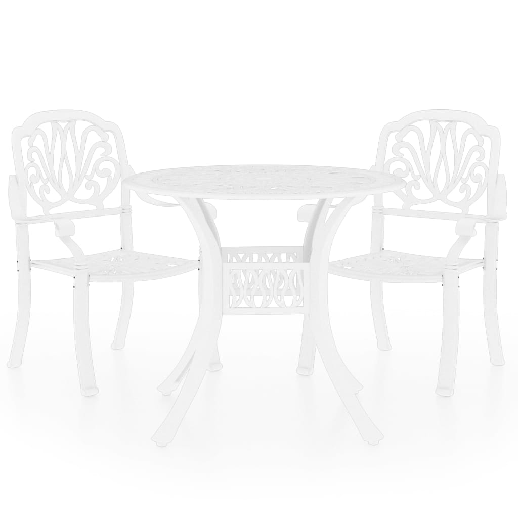 vidaXL Bistro baldų komplektas, 3 dalių, baltas, lietas aliuminis