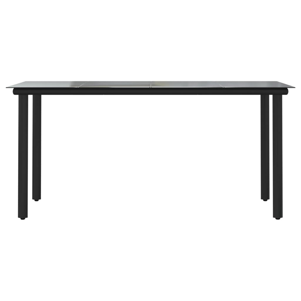 vidaXL Sodo valgomojo stalas, juodas, 160x80x74cm, plienas ir stiklas