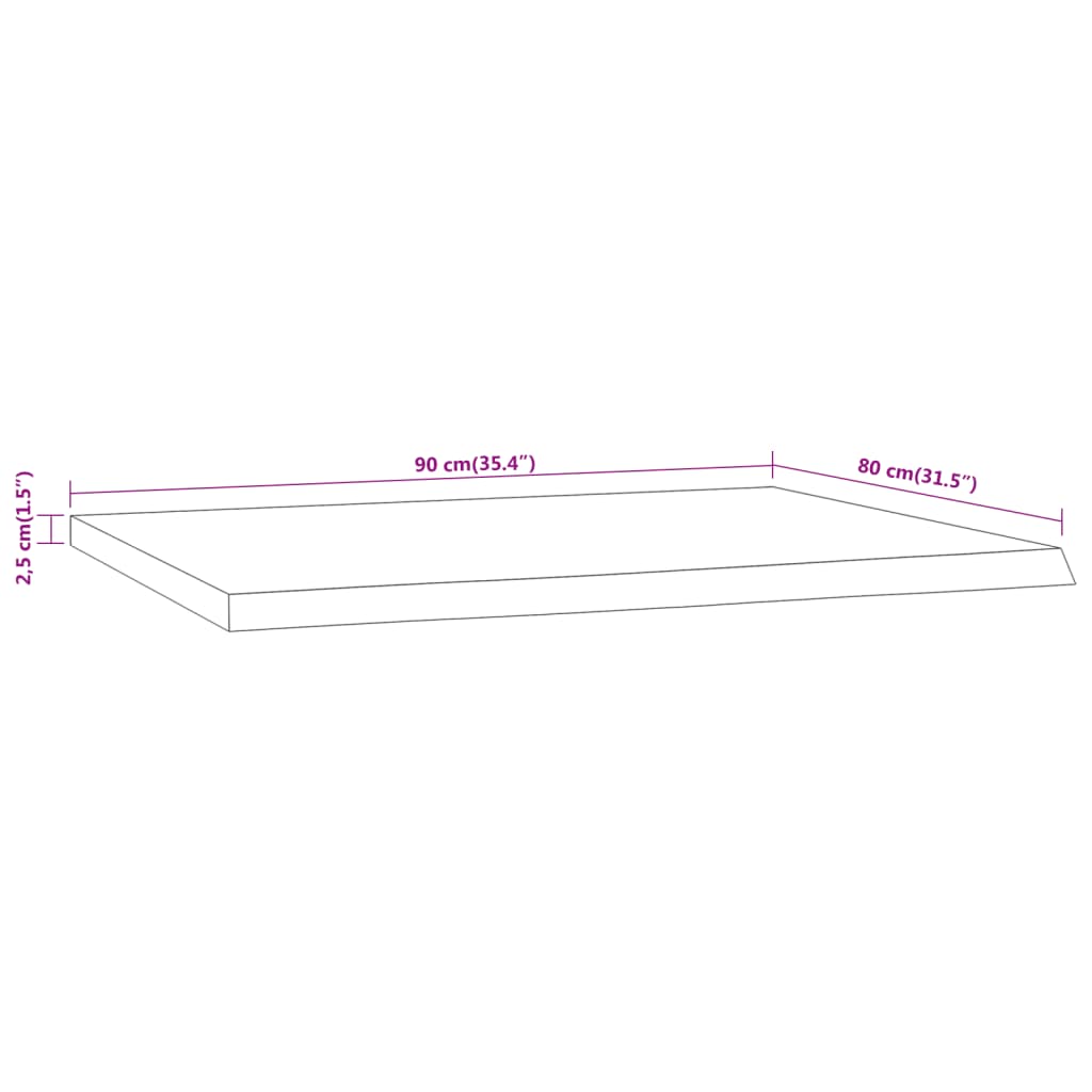 vidaXL Rašomojo stalo stalviršis, 90x80x2,5cm, akacijos masyvas