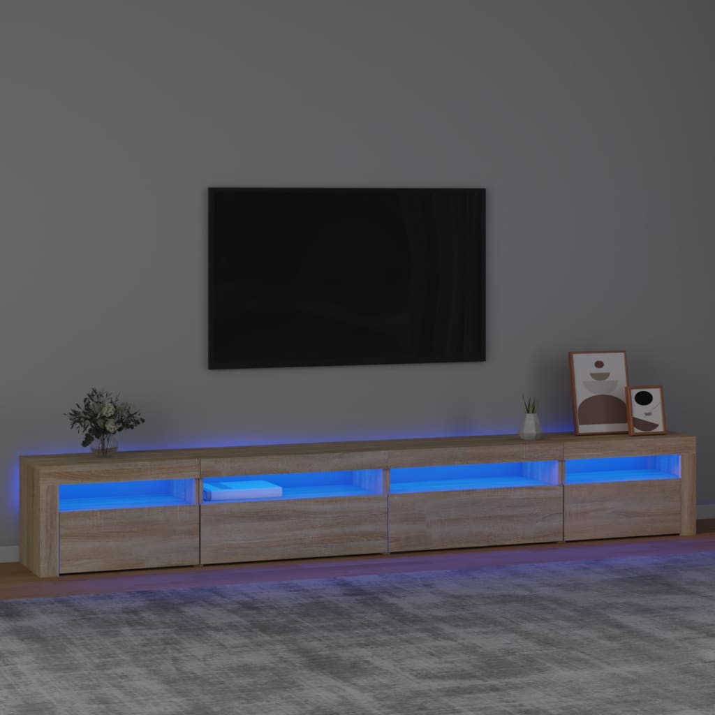 vidaXL Televizoriaus spintelė su LED apšvietimu, ąžuolo, 270x35x40cm
