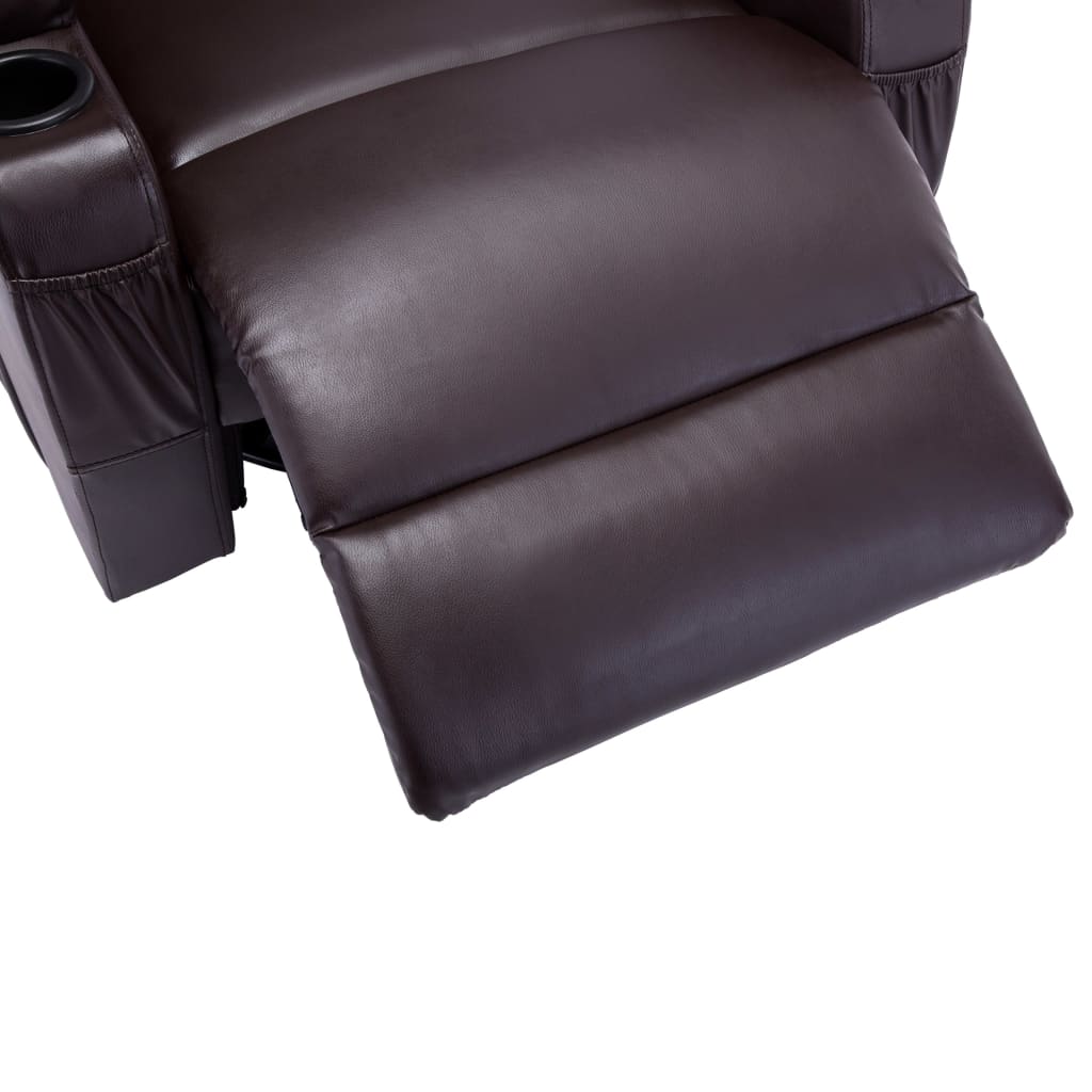 vidaXL Supamasis masažinis krėslas, rudas, dirbtinė oda