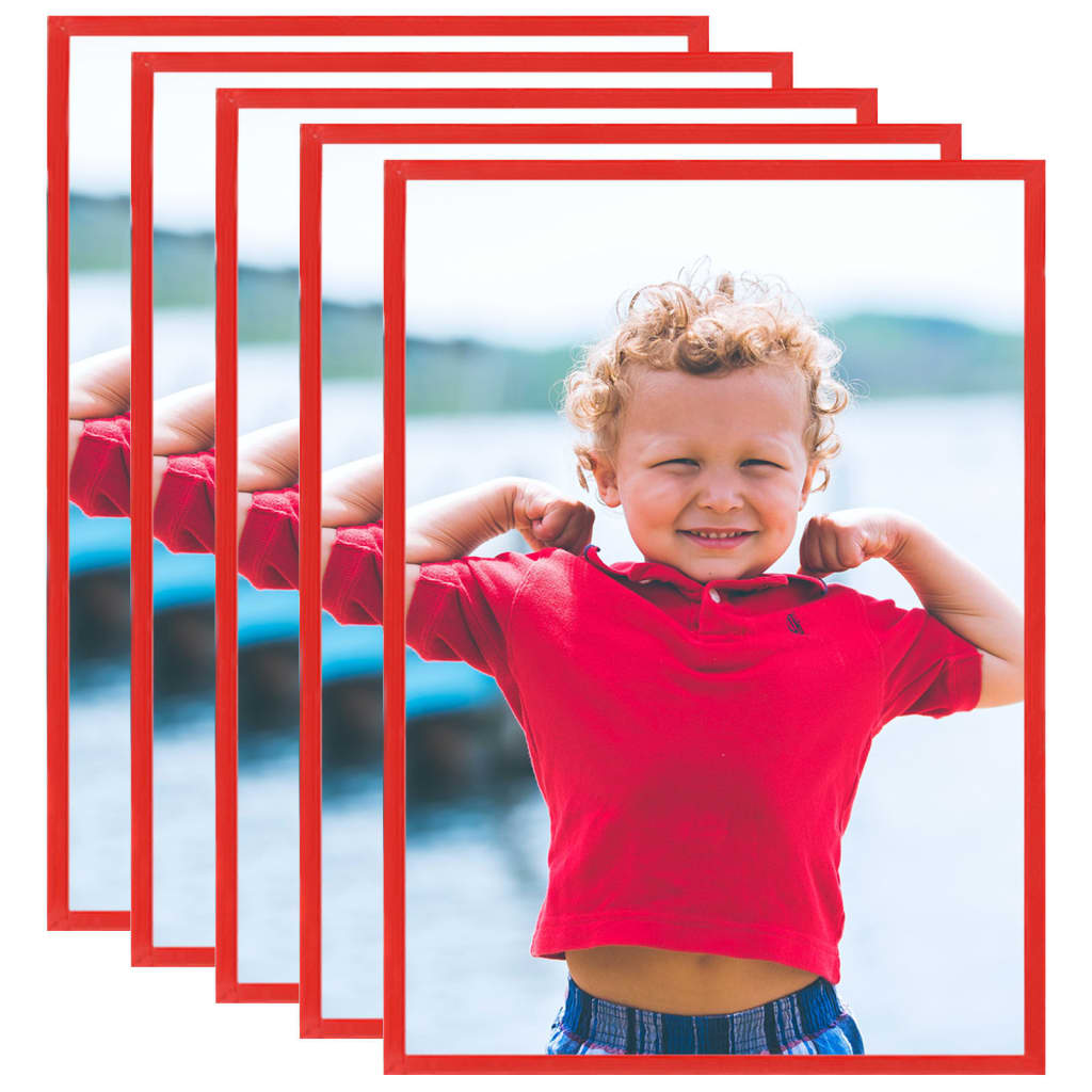 vidaXL Nuotraukų rėmeliai-koliažai, 5vnt., raudoni, 59,4x84cm, MDF