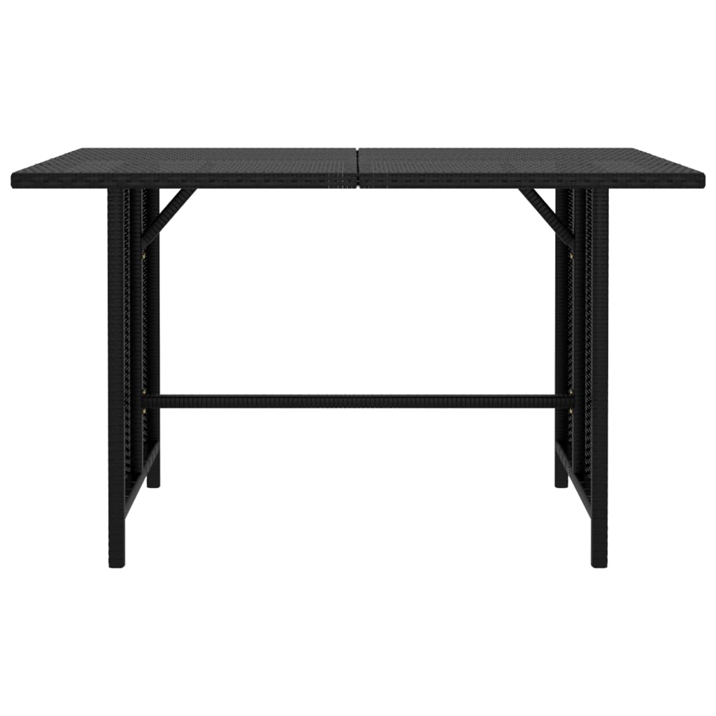 vidaXL Sodo valgomojo stalas, juodos spalvos, 110x70x65cm, poliratanas