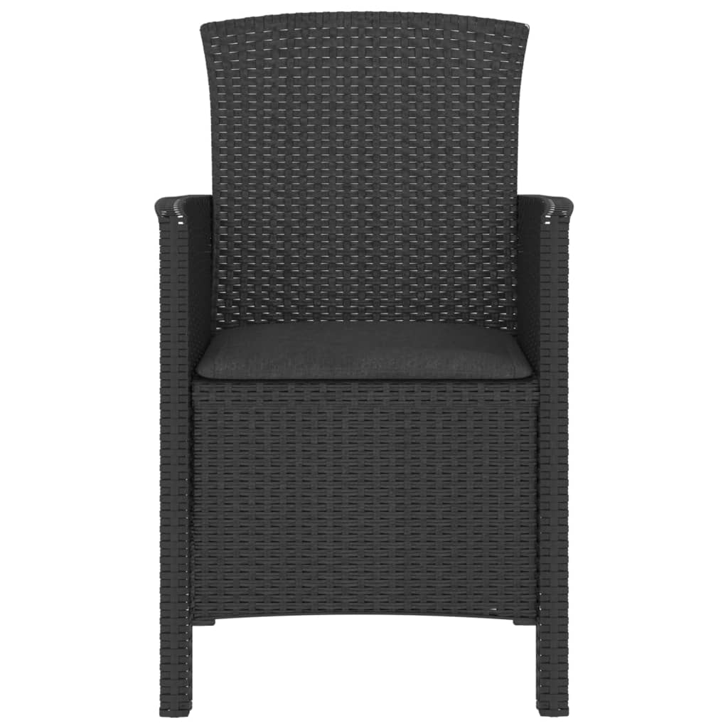vidaXL Sodo kėdės su pagalvėlėmis, 2vnt., grafito spalvos, PP ratanas
