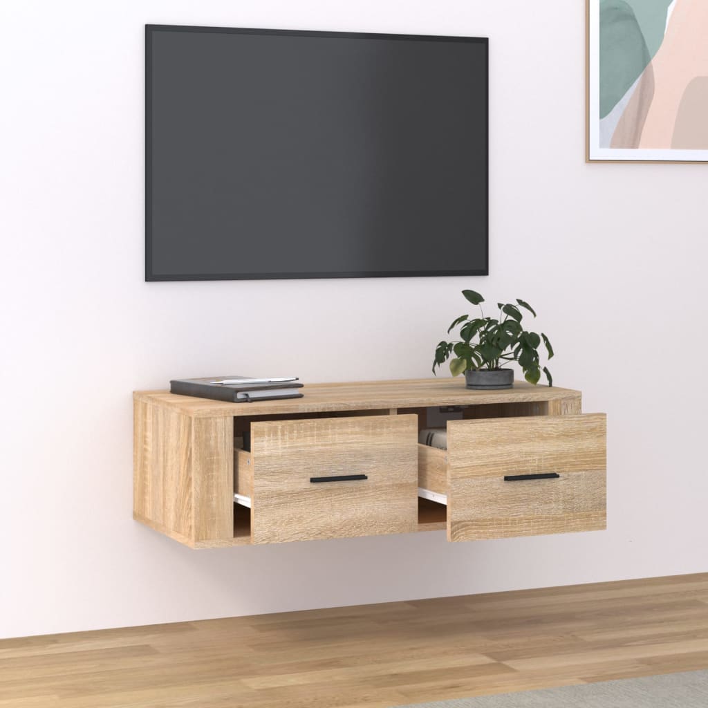 vidaXL Pakabinama televizoriaus spintelė, ąžuolo, 80x36x25cm, mediena