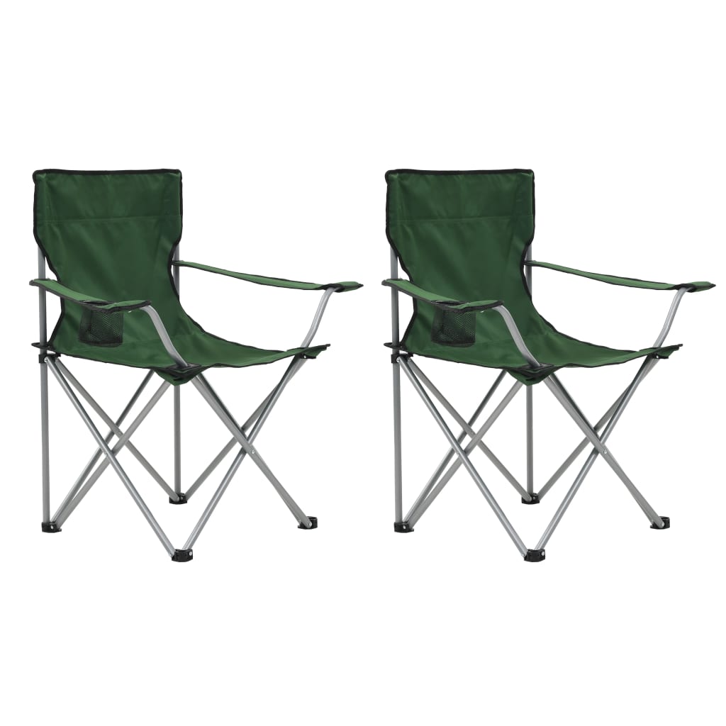 vidaXL Stovyklavimui skirtas stalo ir kėdžių kompl., 3 d., žalias